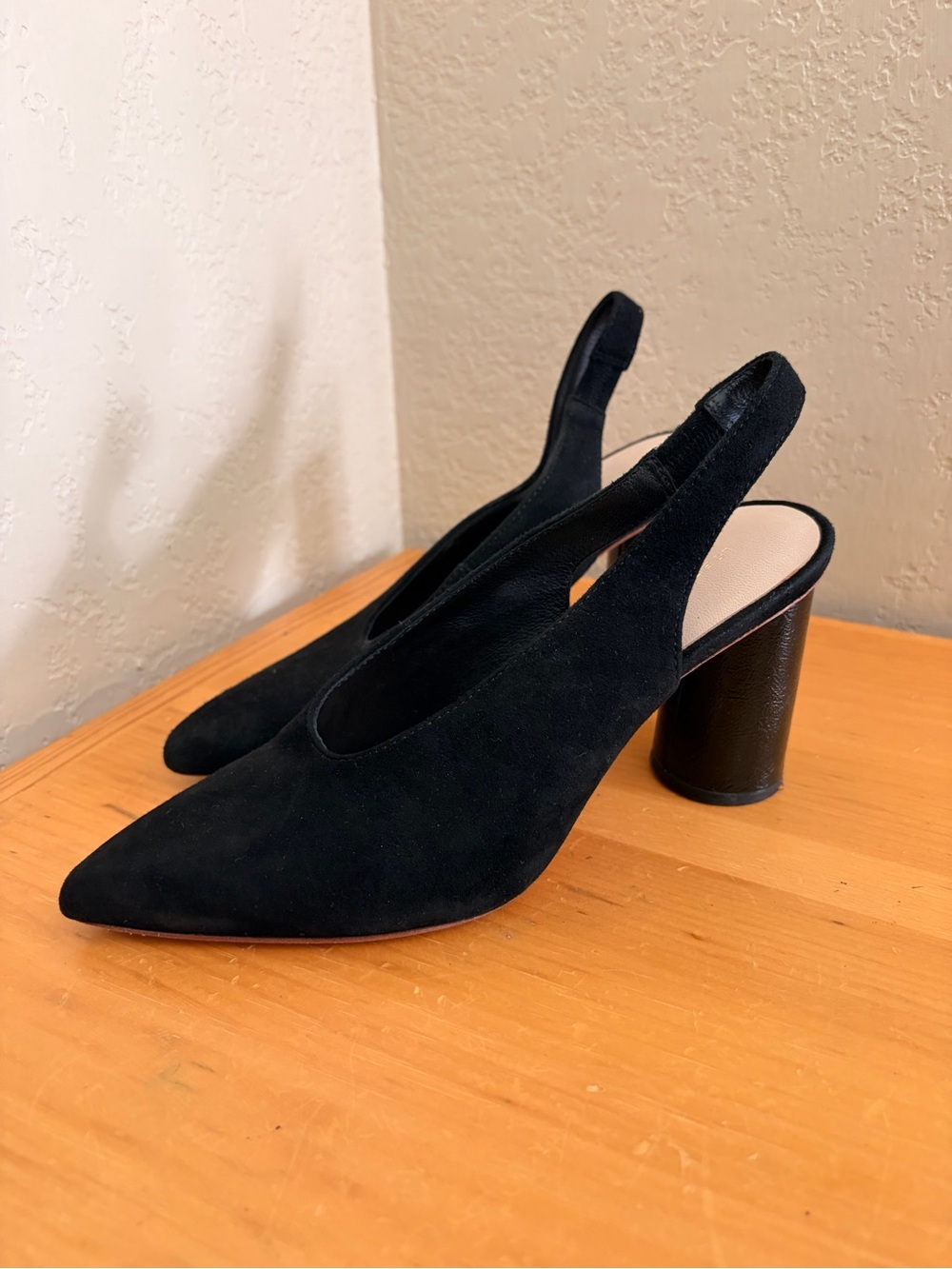 Loeffler Randall Black Suede Slingback Pointed Heels